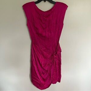 Vintage Mary Jo Bruno Pink‎ 100% Silk Knee Length Drape Dress Size 4